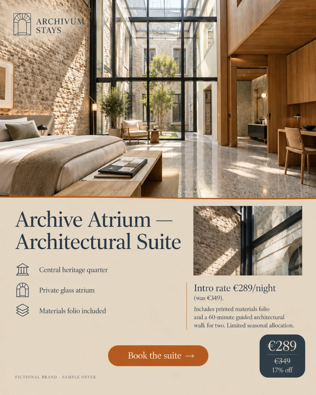 Suite Atrio del Archivo — Estudio de Materiales · 4:5