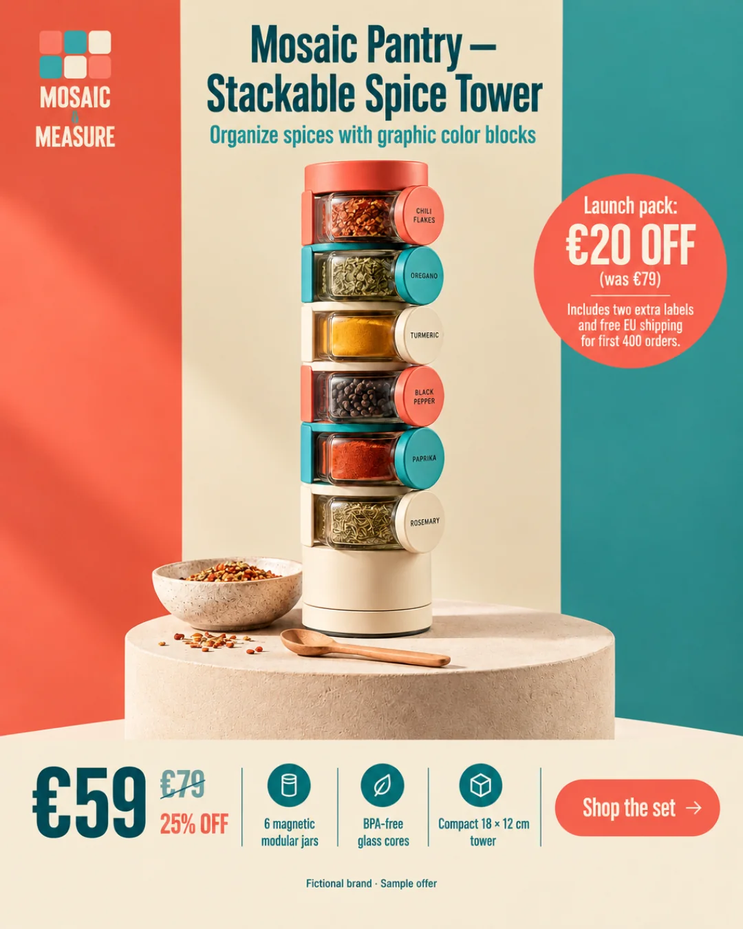 Mosaic Pantry — Torre apilable de especias · 4:5