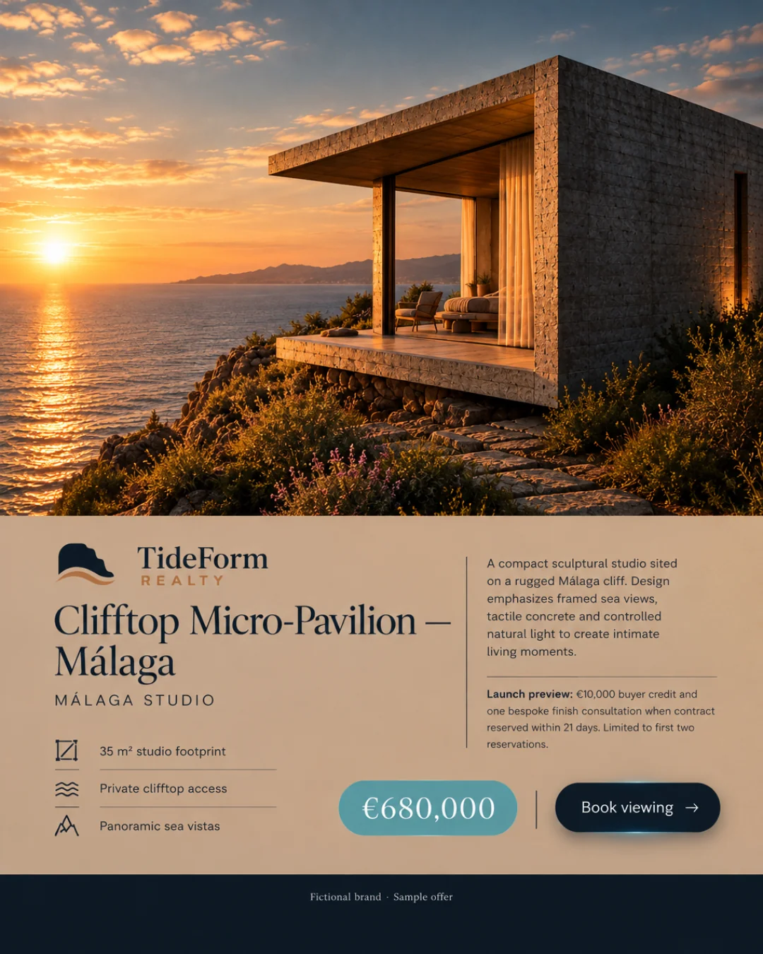 Micro‑Pabellón Acantilado — Estudio Málaga · 4:5