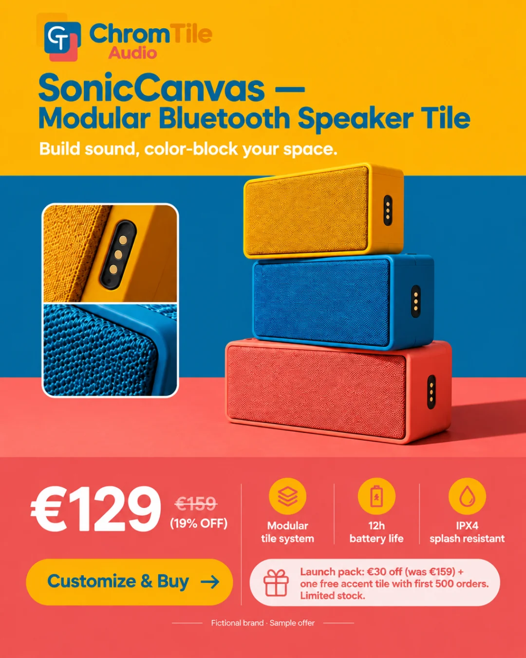 SonicCanvas — Módulo de altavoz Bluetooth · 4:5