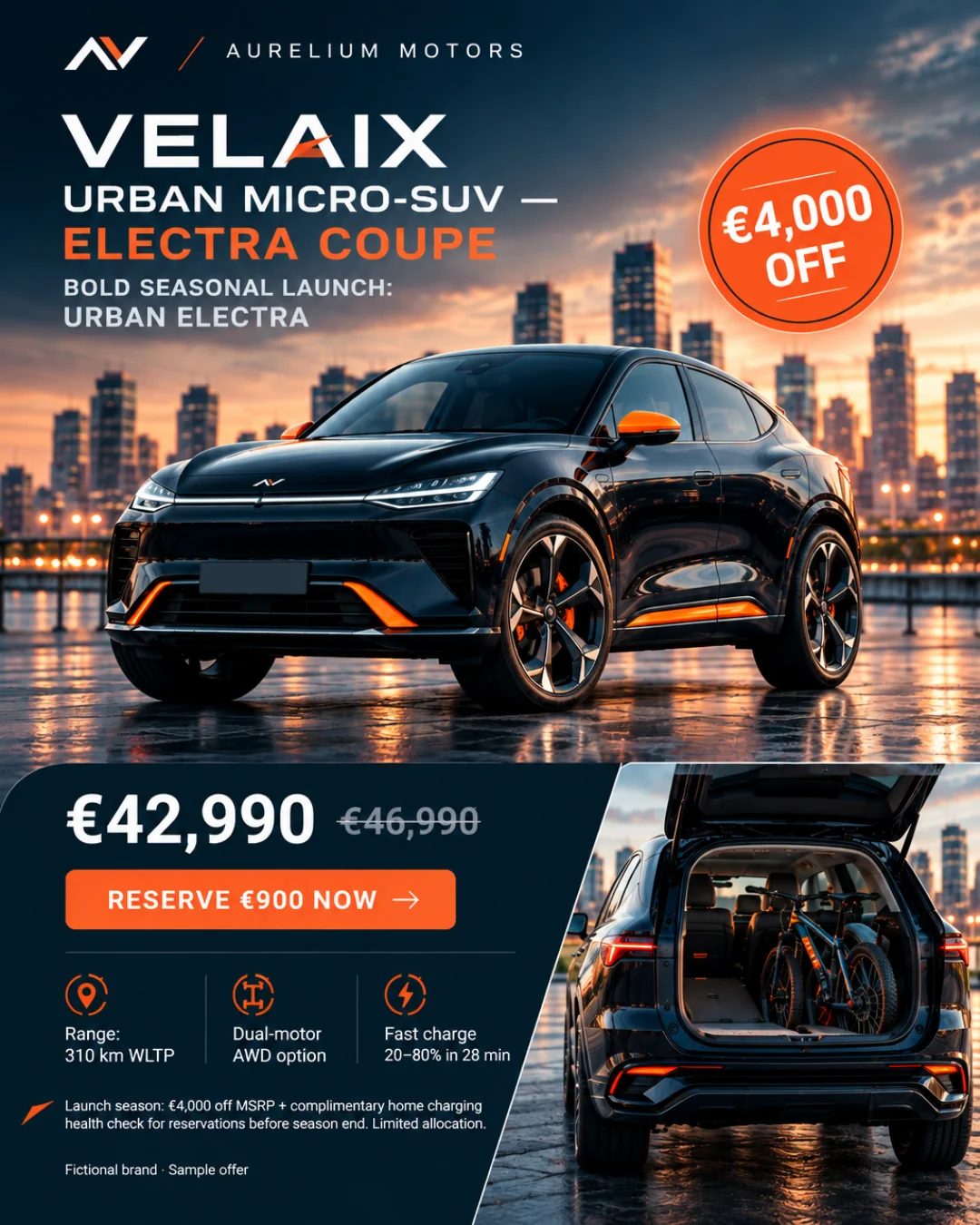 Velaix Micro‑SUV Urbano — Coupé Electra · 4:5
