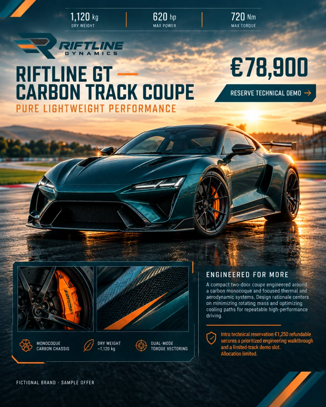 Riftline GT — Coupé de pista en carbono · 4:5