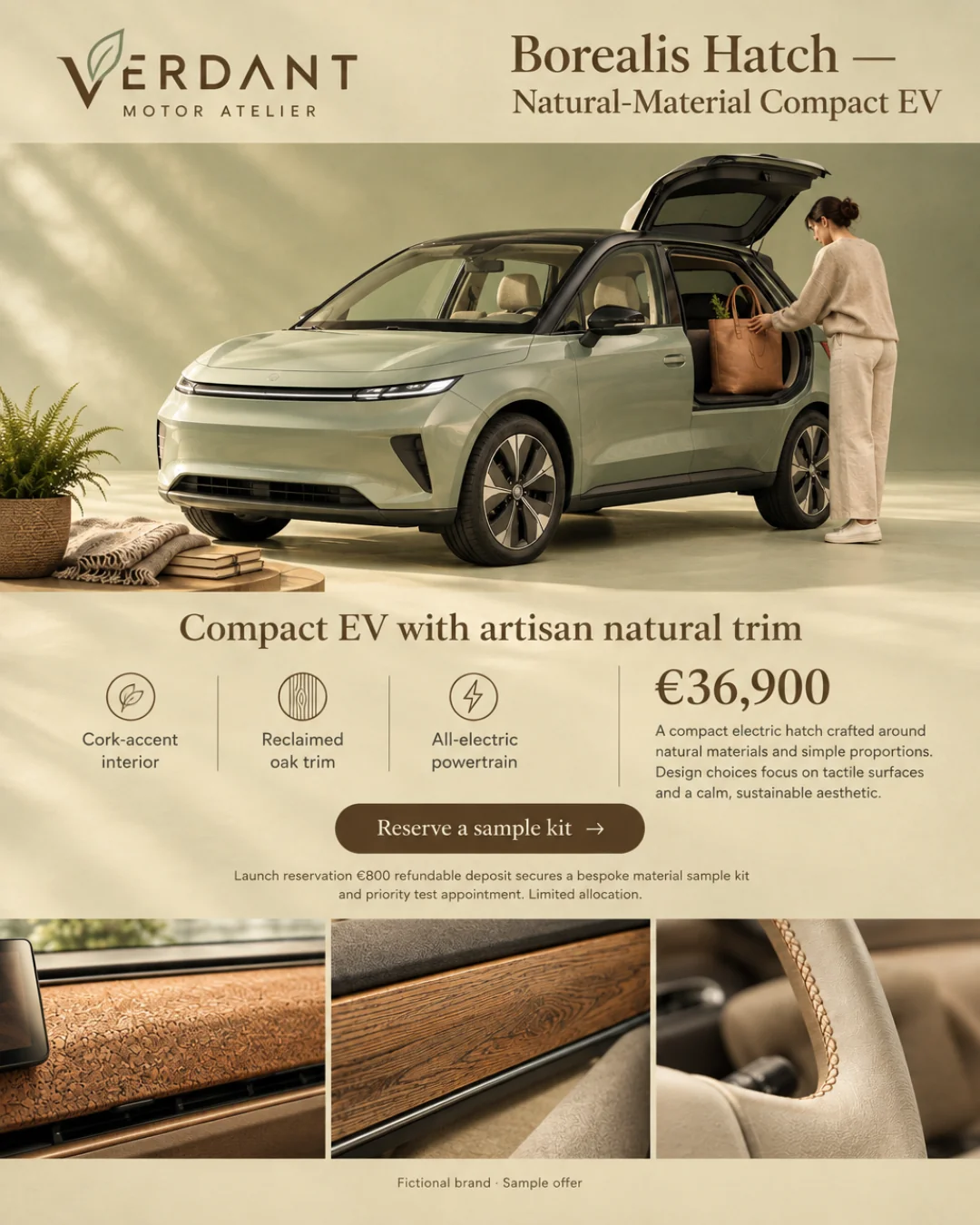 Borealis Hatch — Hatch compacto EV de materiales naturales · 4:5
