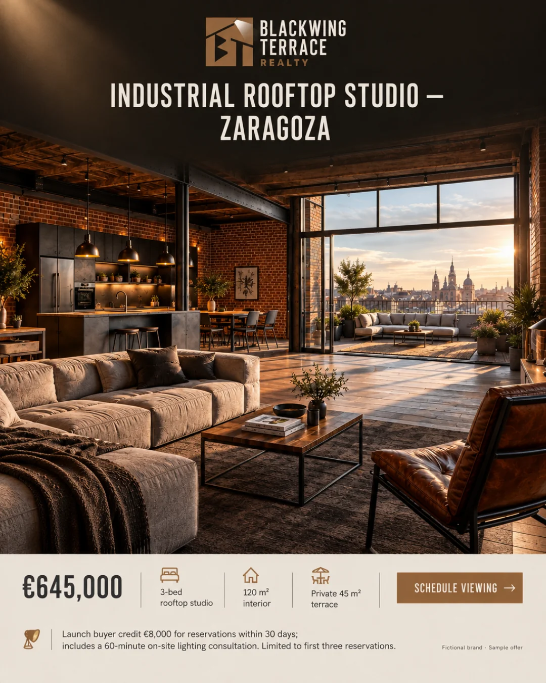 Estudio Azotea Industrial — Zaragoza (demostración ficticia) · 4:5