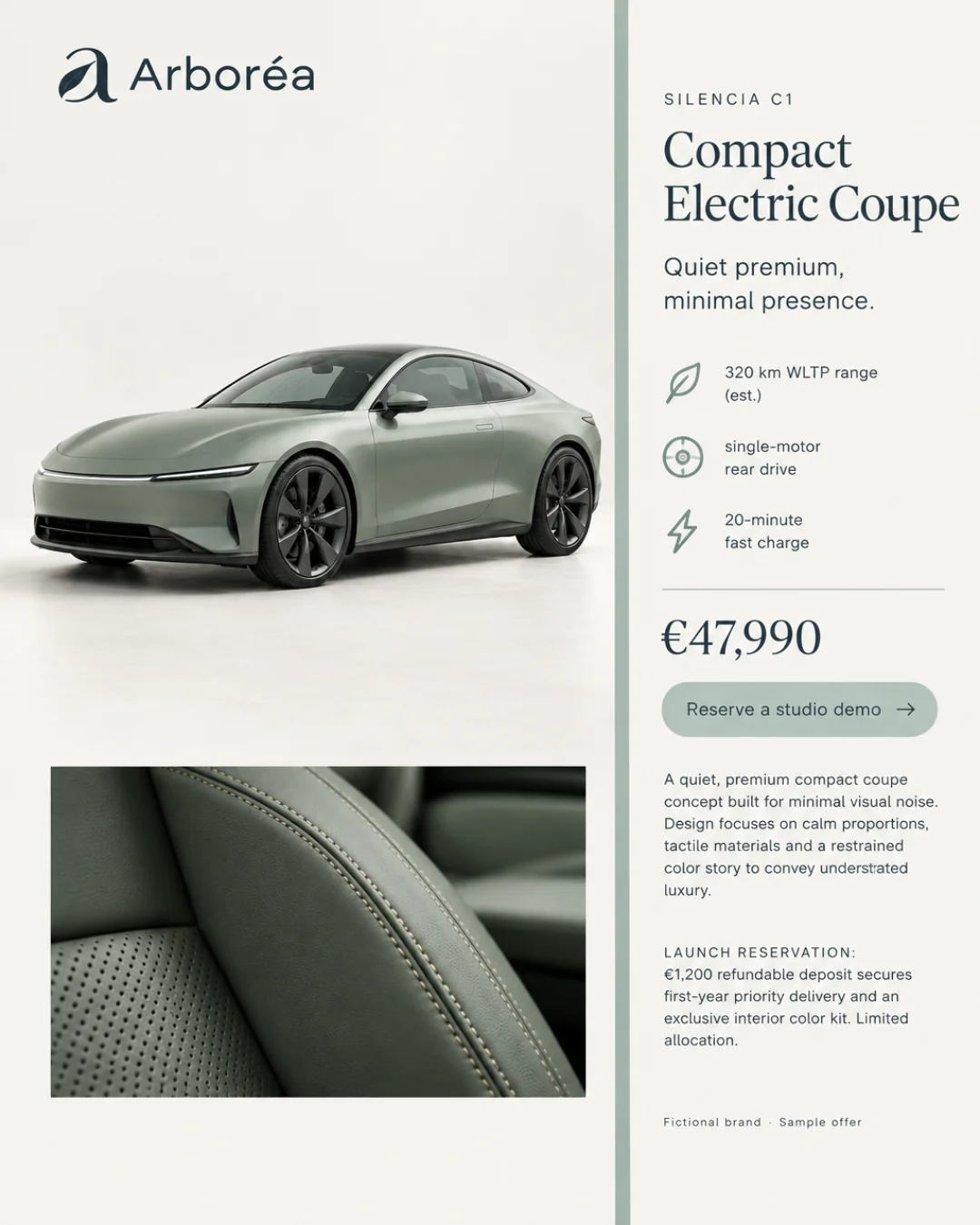 Silencia C1 — Coupé compacto eléctrico · 4:5