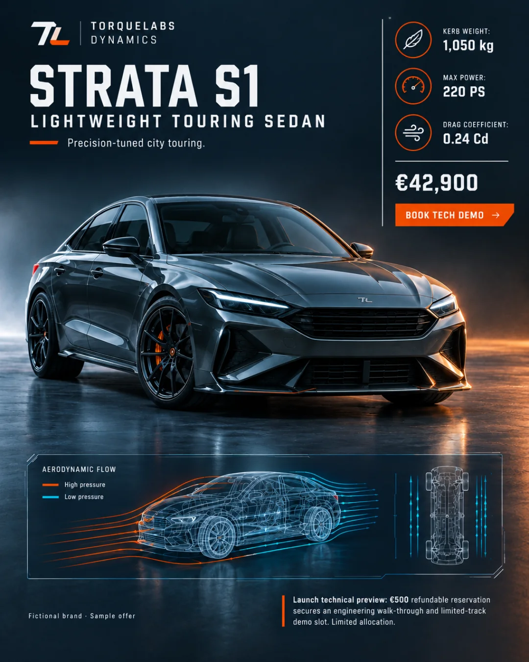 Strata S1 — Sedán Touring Ligero · 4:5