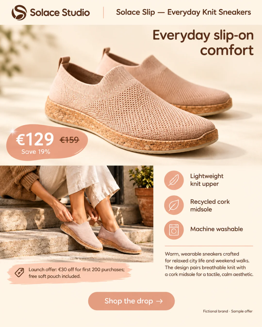 Solace Slip — Zapatillas de punto para todos los días · 4:5