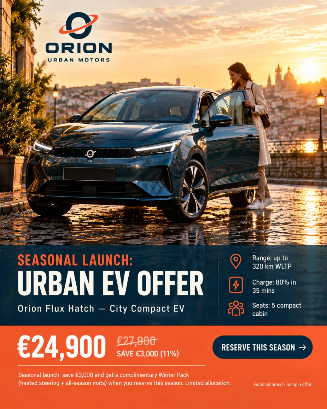 Orion Flux Hatch — Vehículo Urbano Eléctrico · 4:5