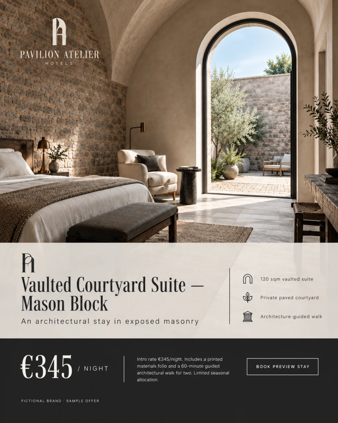 Suite Patio Abovedado — Bloque de Piedra · 4:5