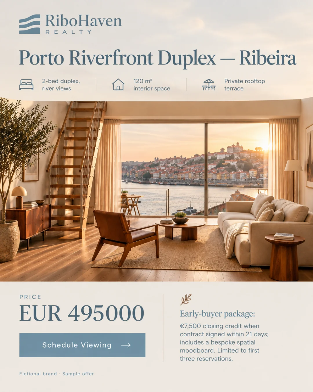 Dúplex frente al río en Ribeira, Oporto · 4:5