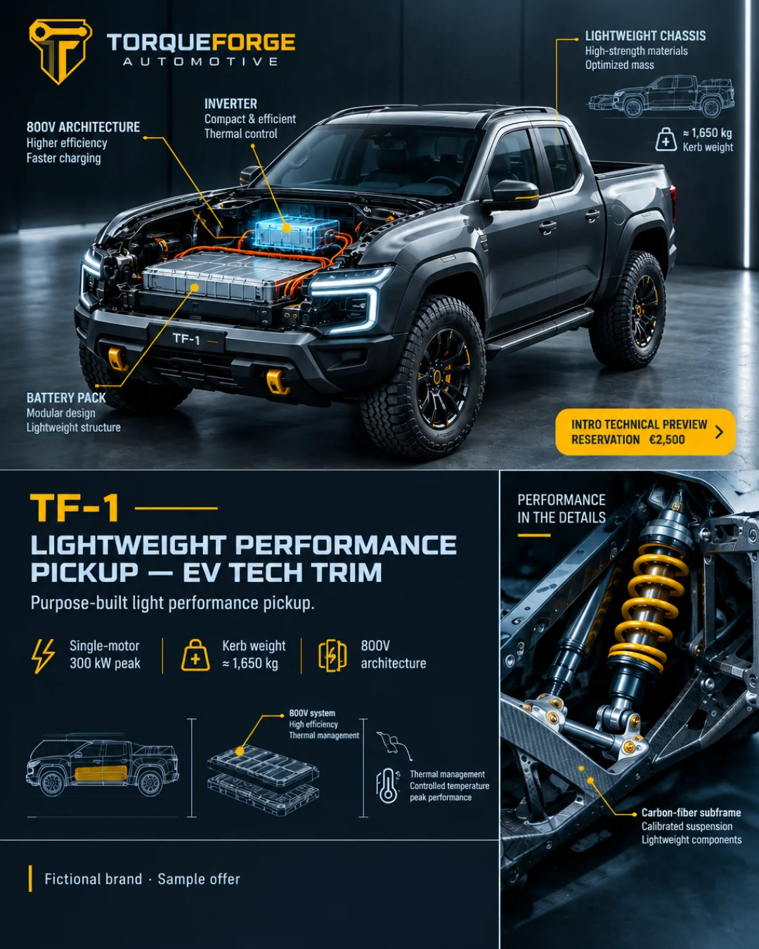 TF-1 Pick‑up Ligero de Rendimiento — Versión EV Tech · 4:5